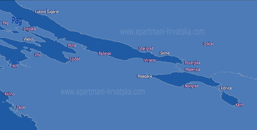 Apartmani Hrvatska - pretraga apartmana po karti za mjesto Starigrad Paklenica