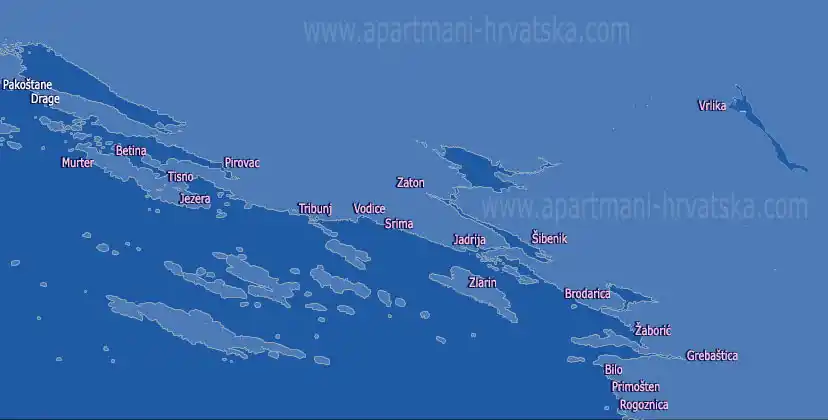 Pretraga po karti: apartmani, sobe, kuće za odmor, privatni smještaj Rivijera Šibenik.