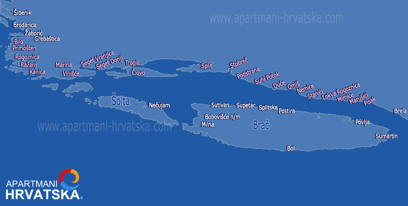 www.apartmani-hrvatska.com - pretraga po karti privatni smještaj, sobe i apartmani Dalmacija, Split, Trogir